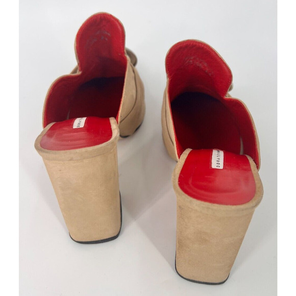 DORATEYMUR Munise Designer Beige Suede Mules Pumps Block Heel EU 41 / US 11 - Picture 7 of 11